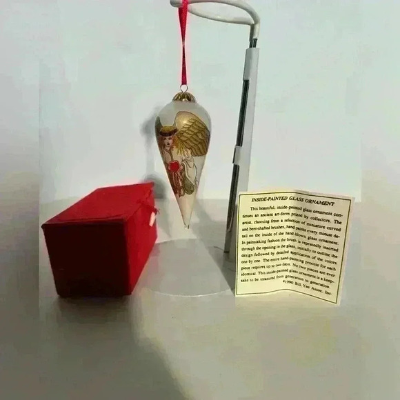 Bill Yee 1995 Angel Inside Hand Painted Glass Christmas Ornament with Box 4” - Picture 6 of 7